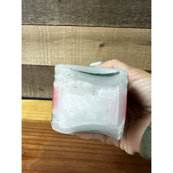 Ribbon Candle Christmas Holiday Red Green White 6.25” Tall Vintage - Picture 6 of 6